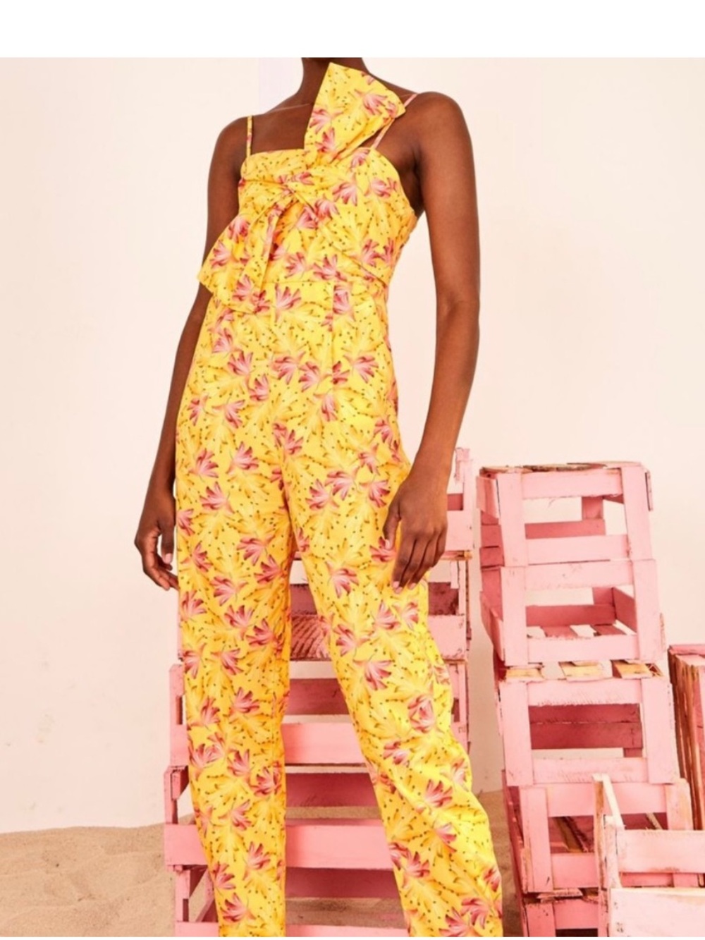 Farm Rio Banana Sunshine Cotton Jumpsuit, size S